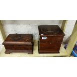 2 CARVED STORAGE BOXES