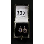 PAIR OF ANTIQUE SAPPHIRE AND DIAMOND EARRINGS