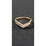 9CT YELLOW GOLD AND DIAMOND WISHBONE RING