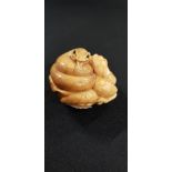 CARVED SNAKE NETSUKE