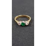 18CT EMERALD AND DIAMOND RING