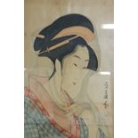 JAPANESE WOODBLOCK PRINT GEISHA 18TH CENTURY