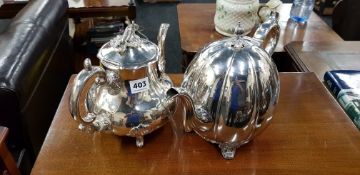 2 SILVER PLATED TEAPOTS