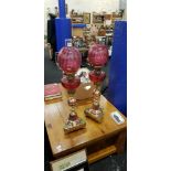 PAIR OF ART DECO OIL LAMPS