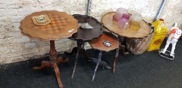 4 PIE CRUST TABLES TO INCLUDE VICTORIAN GAMES TABLE