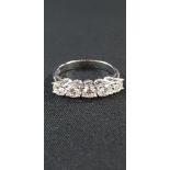 18CT WHITE GOLD 5 STONE DIAMOND RING WITH CIRCA 1 CARAT OF DIAMONDS