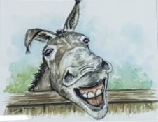 ANDY SAUNDERS - WATERCOLOUR - LAUGHING DONKEY