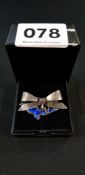 SILVER AND ENAMEL BOW BROOCH