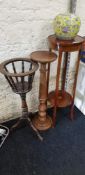 EDWARDIAN PLANT STAND AND 2 OTHERS
