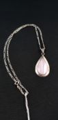 SILVER AND MOTHER OF PEARL DROP ON CHAIN