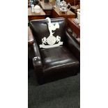 BROWN LEATHER TUB CHAIR