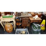 VICTORIAN WORK TABLE AND 3 OTHER ITEMS OF FURNITURE