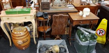 VICTORIAN WORK TABLE AND 3 OTHER ITEMS OF FURNITURE