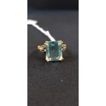 EDWARDIAN STYLE GILDED SILVER AQUAMARINE RING