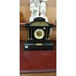 VICTORIAN SLATE AND BRASS CLOCK WITH MASONIC PRESENTATION PLAQUE