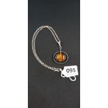 SILVER AND TIGERSEYE DROP ON CHAIN