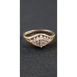 9CT YELLOW GOLD AND DIAMOND RING