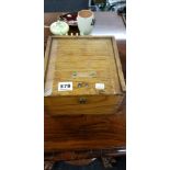 BRASS SHIP COMPASS IN FITTED OAK BOX
