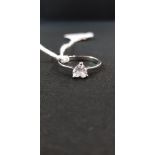SILVER CZ HEART SOLITAIRE RING