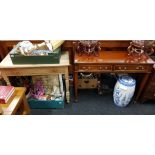 MODERN HALL TABLE AND PINE HALL TABLE