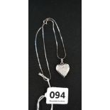 VINTAGE SILVER HEART LOCKET AND CHAIN