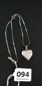 VINTAGE SILVER HEART LOCKET AND CHAIN