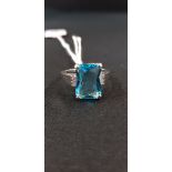 SILVER AQUA MARINE & CZ RING