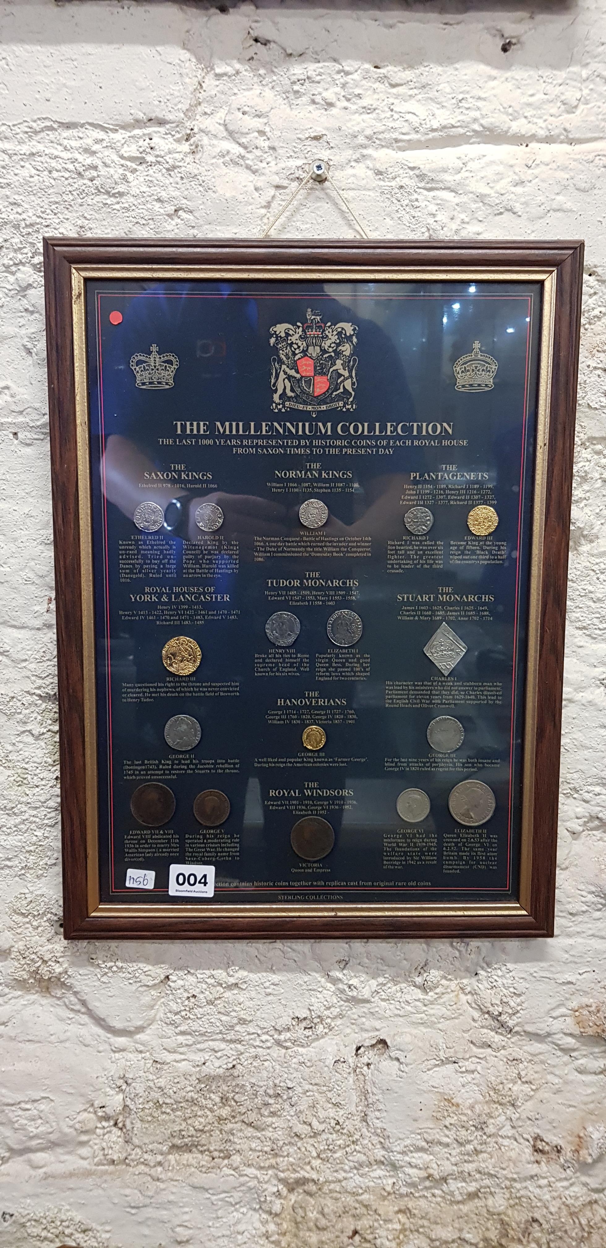 SET OF FRAMED REPLICA AND ORIGINAL COINS