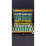 CASED 24 SILVER HANDLED KNIVES & FORKS