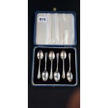 SET OF 6 CASED SILVER TEASPOONS - BIRMINGHAM