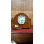 INLAID MAHOGANY MANTLE CLOCK