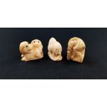 3 CARVED NETSUKE