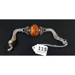 SILVER AND AMBER SET BRACELET