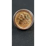 9CT GOLD AND SOVEREIGN RING