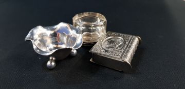 2 SILVER ITEMS AND SILVER PLATED VESTA CASE