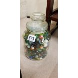 LARGE JAR OF MARBLES (SOME OLD ONES INCLUDED)