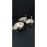 3 ANTIQUE SLIVER SAUCE BOATS