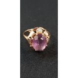 GOLD DRESS RING AMETHYST STONE