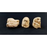 3 CARVED NETSUKE