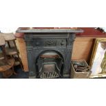 CAST IRON FIRE SURROUND AND FIRE GRATE