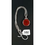 SILVER FOB AND CHAIN