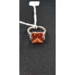 SILVER AND CITRINE STYLE RING
