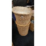 2 WICKER LINEN BASKETS