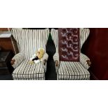 PAIR OF RETRO WINGBACK CHAIRS