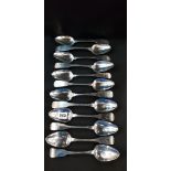 12 X 9' IRISH SILVER SPOONS - CIRCA 820 GRAMS