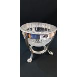 IRISH SILVER DISH STAND WITH GLASS LINER - DUBLIN 1895/96, 5' TALL