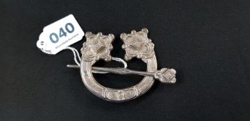AUTHENTIC IRISH SILVER REPUBLICAN BROOCH - HALLMARKED 1909 MADE BY HOPKINS/HOPKINS - HAND SCRIBED