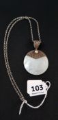 SILVER AND MOTHER OF PEARL PENDANT ON SILVER CHAIN
