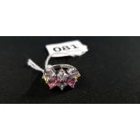 SILVER RING SET WITH PINK, WHITE AND PURPLE CRYSTALS