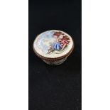 GILT RIMMED HAND PAINTED PORCELAIN PILL BOX